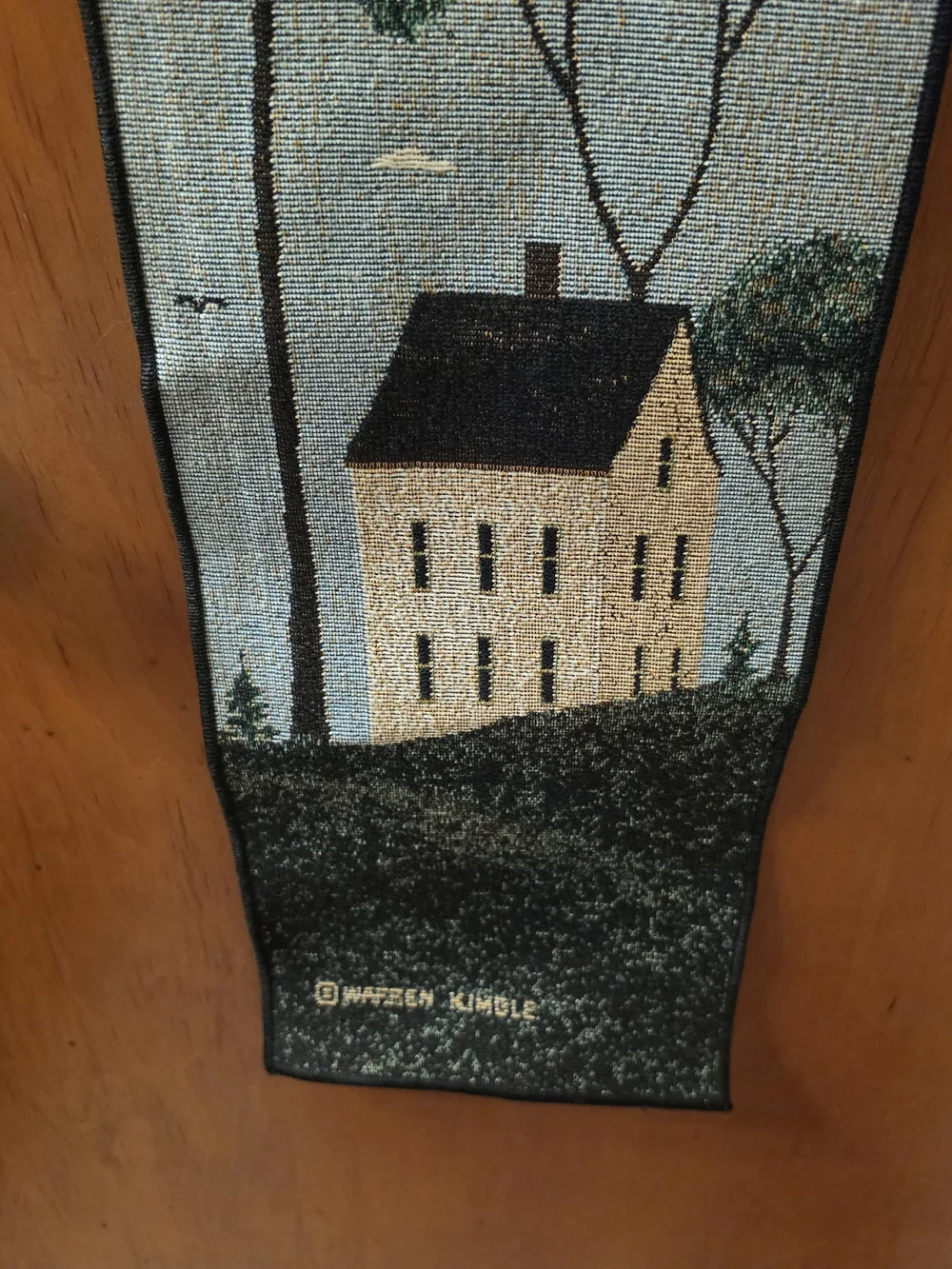 Warren Kimble Scenic House & Trees Wall Tapestry - Blue, Green, Beige